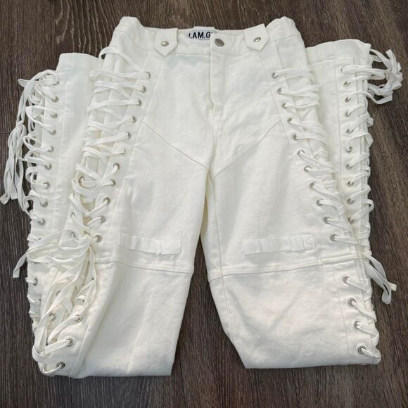I.AM.GIA White Holly Lace-Up Pants - Picture 5 of 7